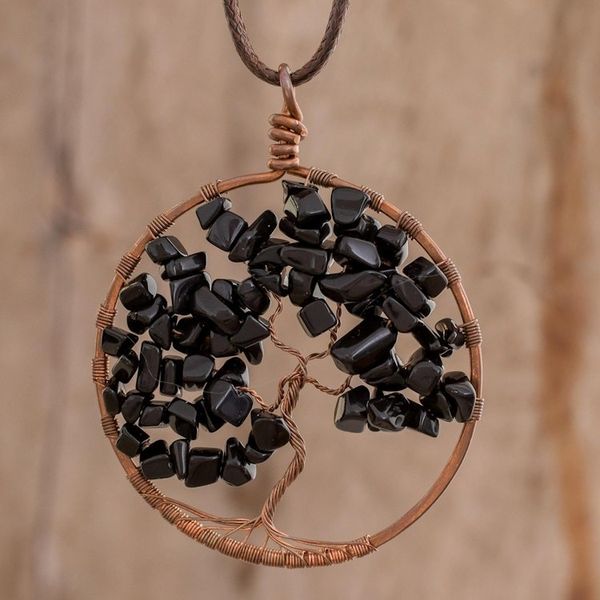 Alternate image for Onyx Gemstone Tree Aquarius Pendant Necklace from Costa Rica Aquarius Tree of Life