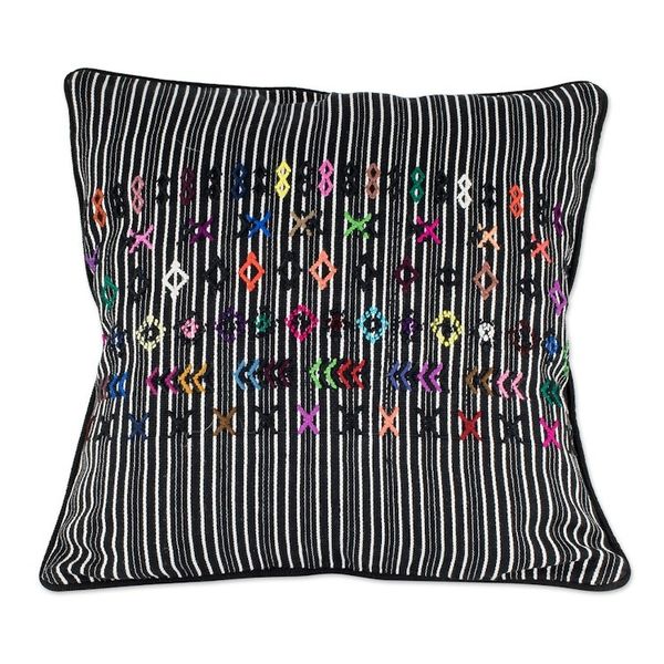 Alternate image for Black and White Striped Cushion Cover Solola Symbols