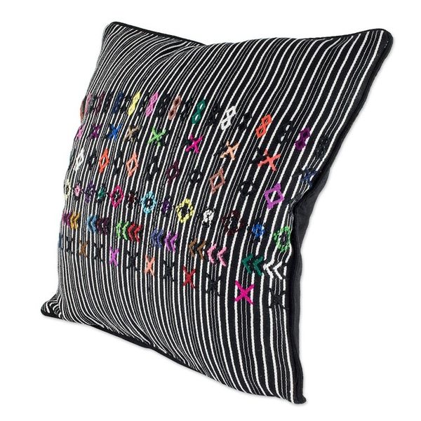 Alternate image for Black and White Striped Cushion Cover Solola Symbols