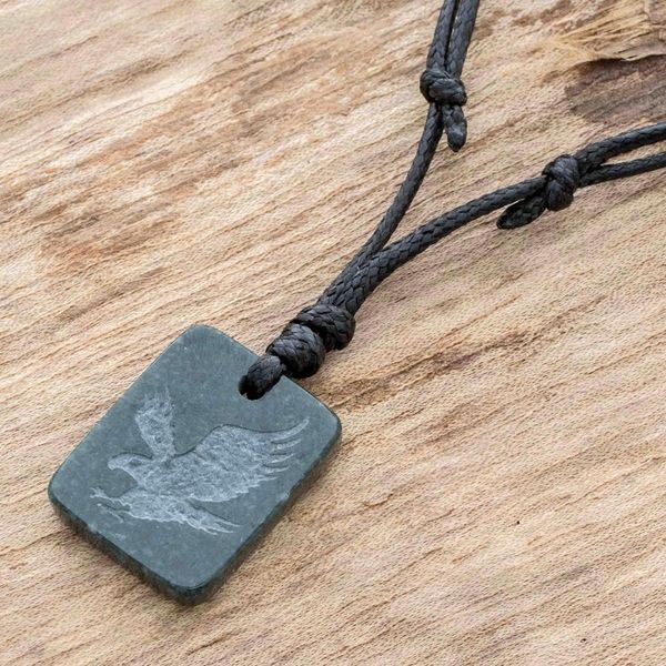 Alternate image for Dark Green Jade Eagle Pendant Necklace from Guatemala Grand Eagle