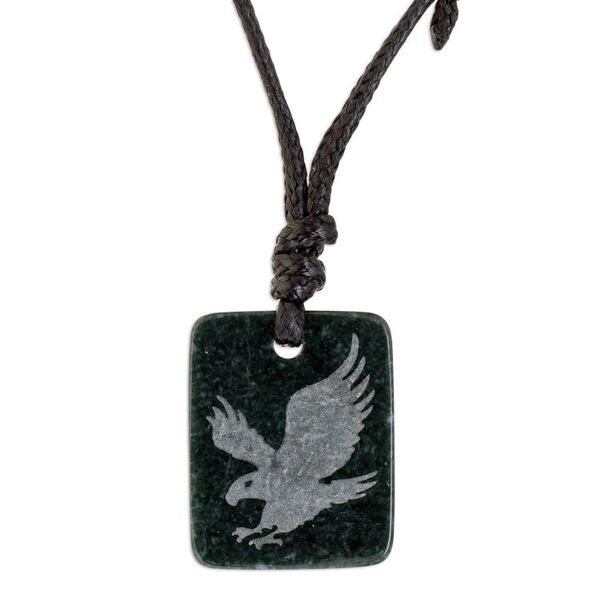 Alternate image for Dark Green Jade Eagle Pendant Necklace from Guatemala Grand Eagle