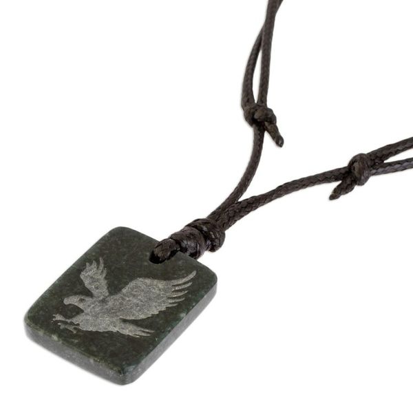 Alternate image for Dark Green Jade Eagle Pendant Necklace from Guatemala Grand Eagle
