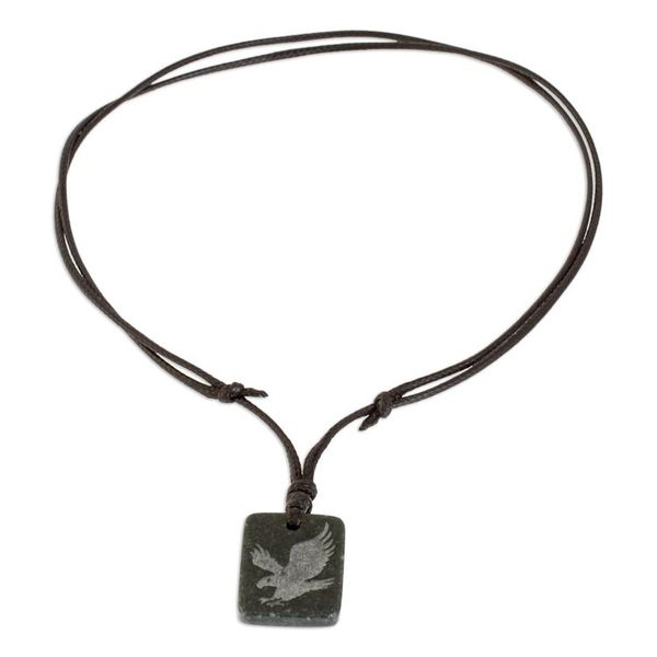 Alternate image for Dark Green Jade Eagle Pendant Necklace from Guatemala Grand Eagle