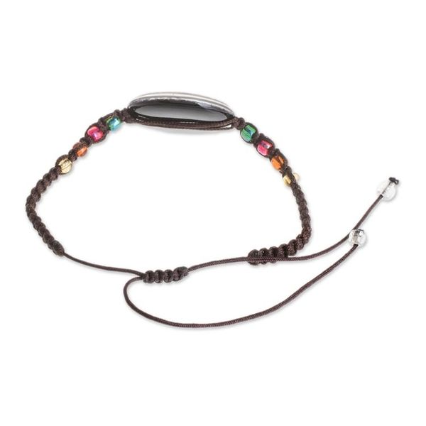 Alternate image for Multicolored Glass Beaded Macrame Pendant Bracelet Vibrant Kaleidoscope