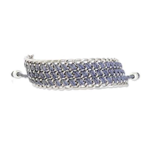 Alternate image for Hand-Knotted Wristband Bracelet in Cadet Blue with Metal Bold Mail in Cadet Blue