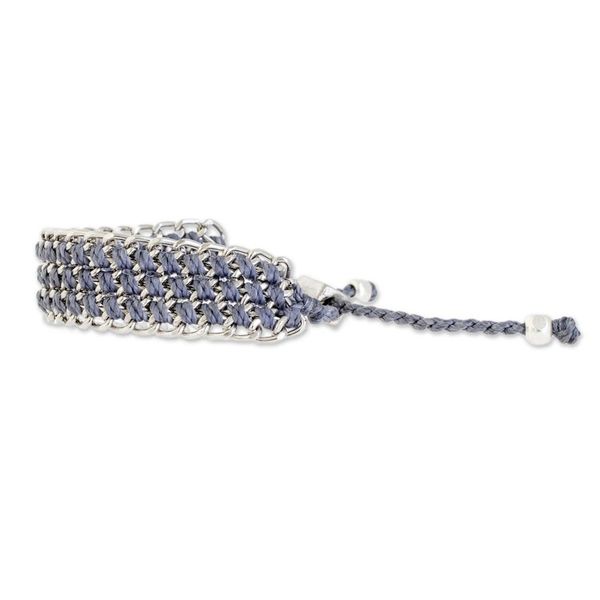 Alternate image for Hand-Knotted Wristband Bracelet in Cadet Blue with Metal Bold Mail in Cadet Blue