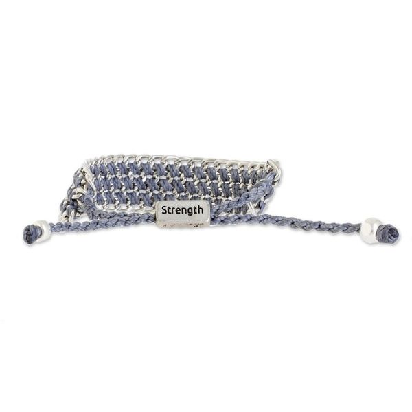 Alternate image for Hand-Knotted Wristband Bracelet in Cadet Blue with Metal Bold Mail in Cadet Blue