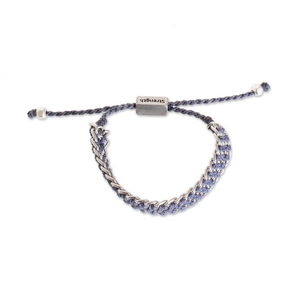 Alternate image for Hand-Knotted Wristband Bracelet in Cadet Blue with Metal Bold Mail in Cadet Blue