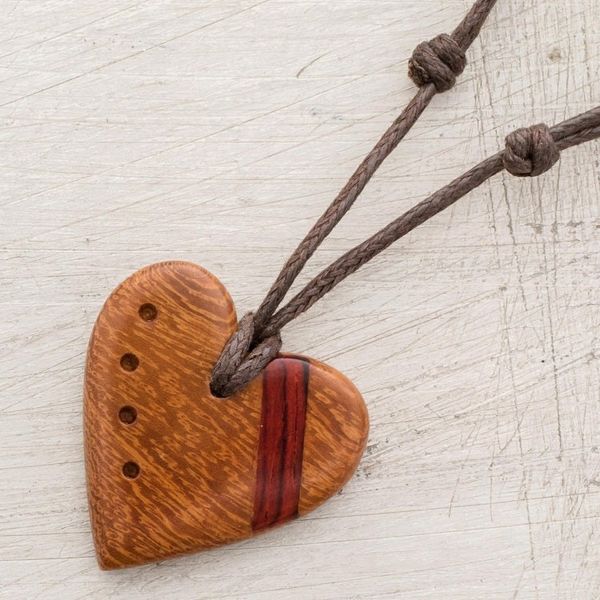Alternate image for Madrecacao and Estoraque Heart Necklace from Costa Rica Madrecacao Heart Stripe