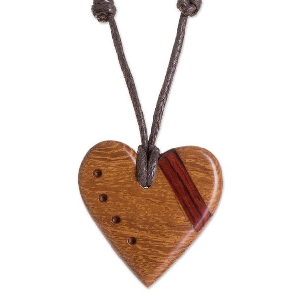 Alternate image for Madrecacao and Estoraque Heart Necklace from Costa Rica Madrecacao Heart Stripe