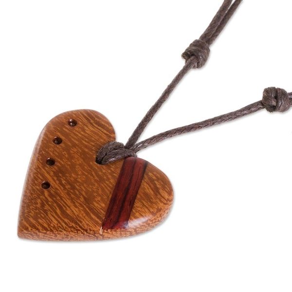 Alternate image for Madrecacao and Estoraque Heart Necklace from Costa Rica Madrecacao Heart Stripe