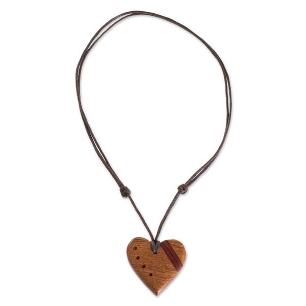 Alternate image for Madrecacao and Estoraque Heart Necklace from Costa Rica Madrecacao Heart Stripe