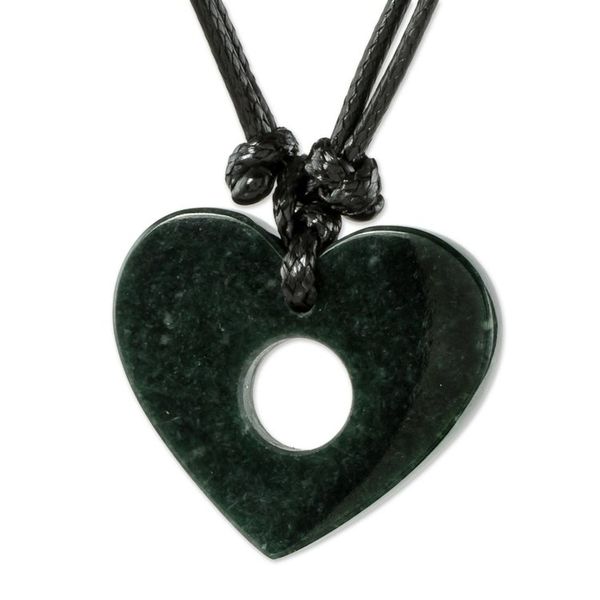 Alternate image for Heart-Shaped Jade Pendant Necklace Open My Heart