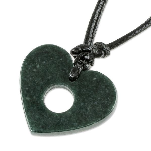 Alternate image for Heart-Shaped Jade Pendant Necklace Open My Heart