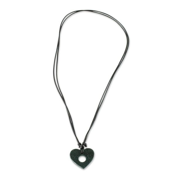 Alternate image for Heart-Shaped Jade Pendant Necklace Open My Heart