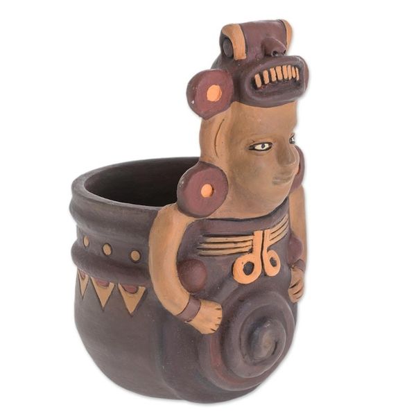 Alternate image for Spiral Motif Pre-Hispanic Ceramic Decorative Vase Pre-Hispanic Spiral