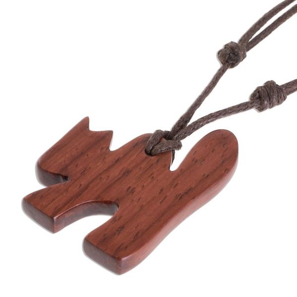 Alternate image for Estoraque Wood Cat Pendant Necklace from Costa Rica Estoraque Cat