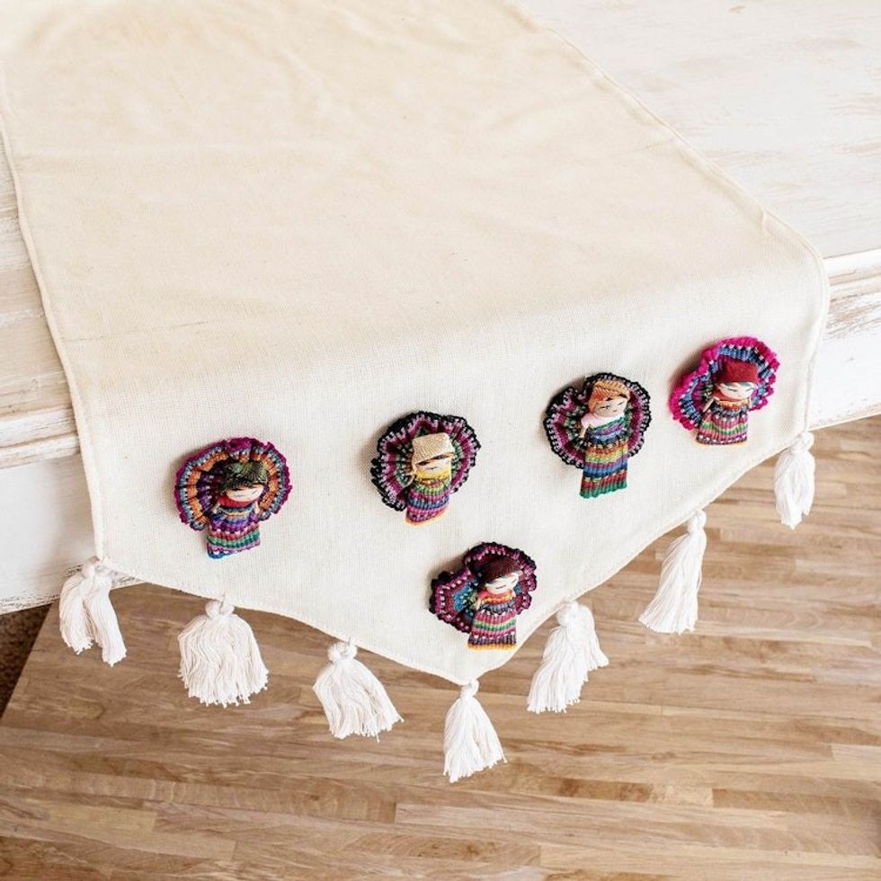 Tasseled Worry Doll Motif Table Runner 'Ixmucan's Gift'