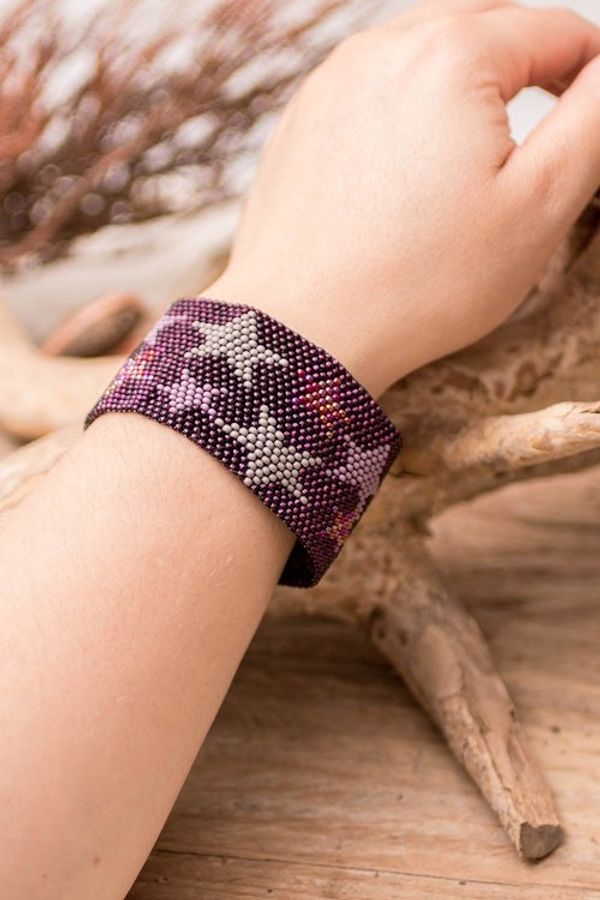 Alternate image for Purple Star-Themed Beaded Bracelet Constellation in Grape