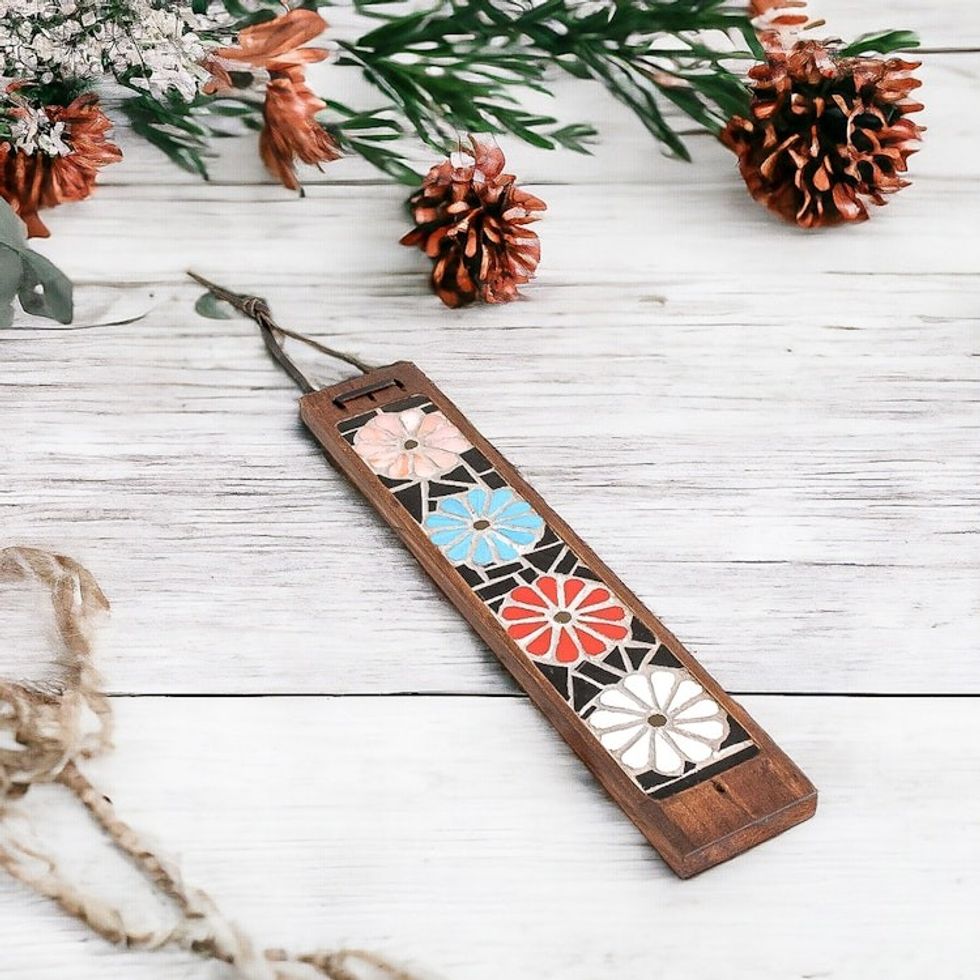 Handmade Floral Mosaic Incense Holder 'Floral'
