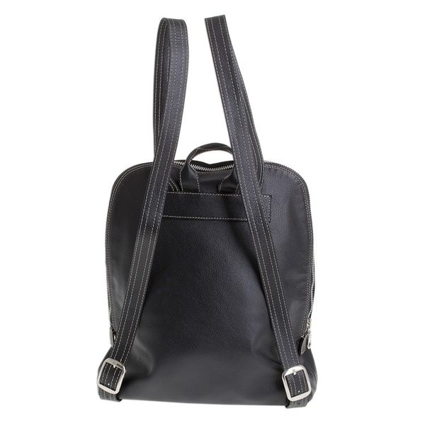 Alternate image for Handcrafted Leather Backpack in Black from Costa Rica Stylish Voyager in Black