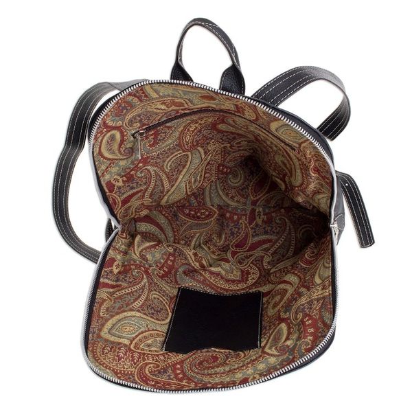 Alternate image for Handcrafted Leather Backpack in Black from Costa Rica Stylish Voyager in Black