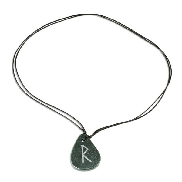 Alternate image for Jade Rune Pendant Necklace for Men and Women Rune Raidho