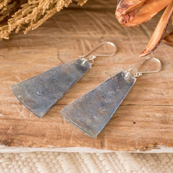 Alternate image for Recycled CD Dangle Earrings in Grey from Guatemala Silver Light