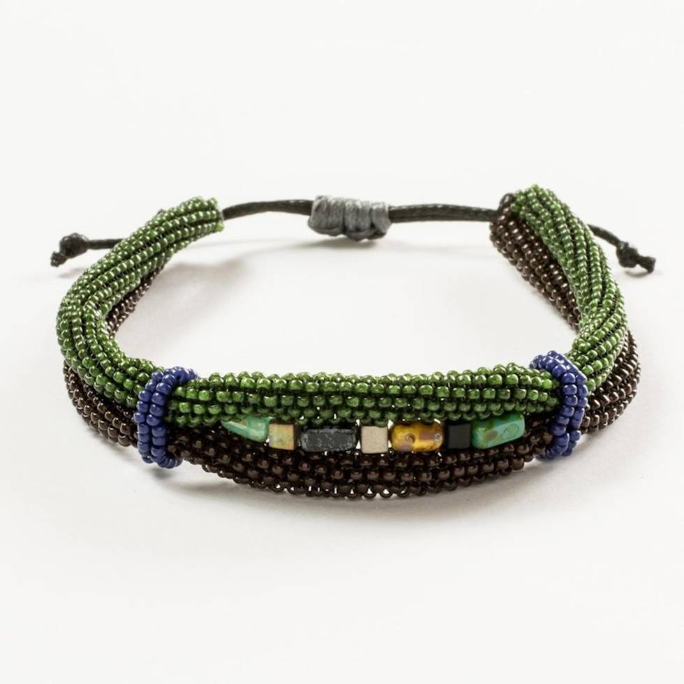 Handmade Earth Color Beaded Guatemalan Unity Bracelet 'Earth in Union'