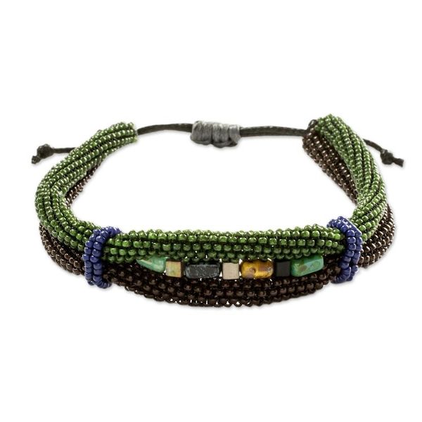 Alternate image for Handmade Earth Color Beaded Guatemalan Unity Bracelet Earth in Union