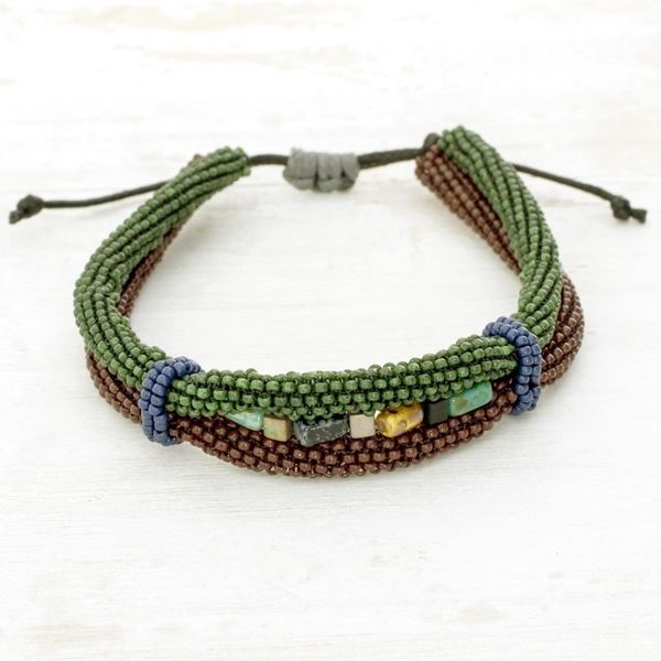 Alternate image for Handmade Earth Color Beaded Guatemalan Unity Bracelet Earth in Union