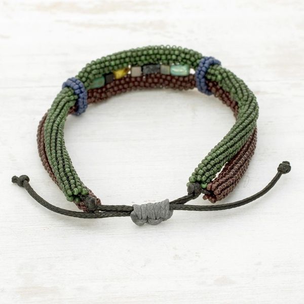 Alternate image for Handmade Earth Color Beaded Guatemalan Unity Bracelet Earth in Union