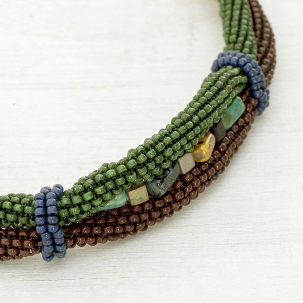 Alternate image for Handmade Earth Color Beaded Guatemalan Unity Bracelet Earth in Union