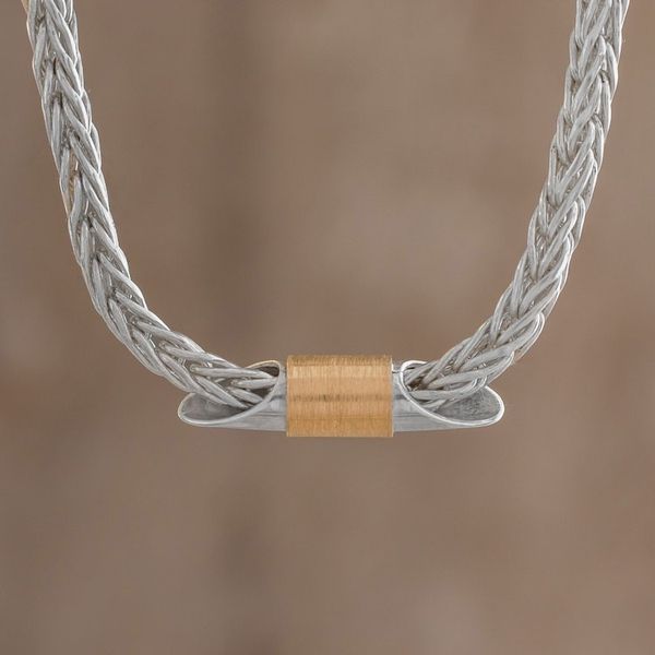 Alternate image for 22k Gold Accent Sterling Silver Pendant Necklace Elegant Form
