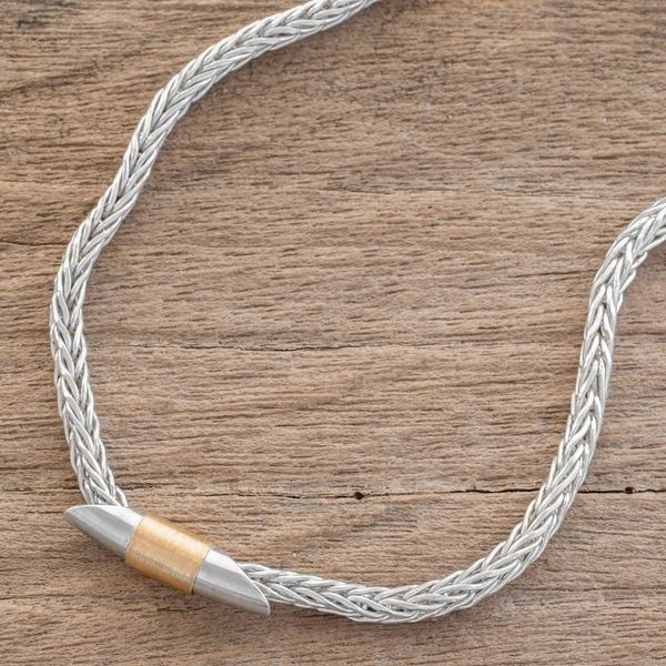 Alternate image for 22k Gold Accent Sterling Silver Pendant Necklace Elegant Form