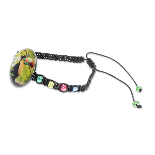 Alternate image for Toucan Glass Beaded Macrame Pendant Bracelet from Costa Rica Rainbow-Billed Toucan