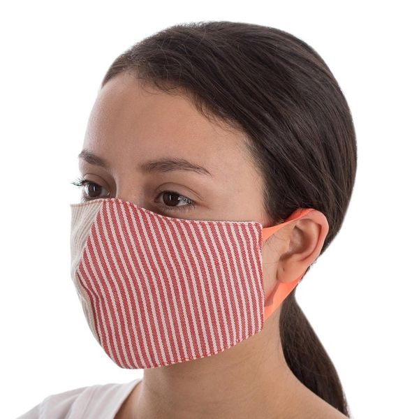 Alternate image for 2 Adults Handwoven Cotton Masks in Brown-Red Stripes Brown Candy Stripe Brown