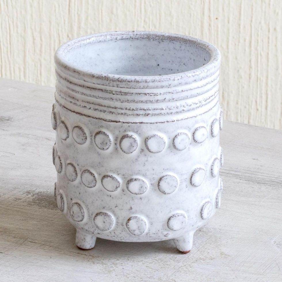 Rustic White Ceramic Sugar Bowl 'White Earth'