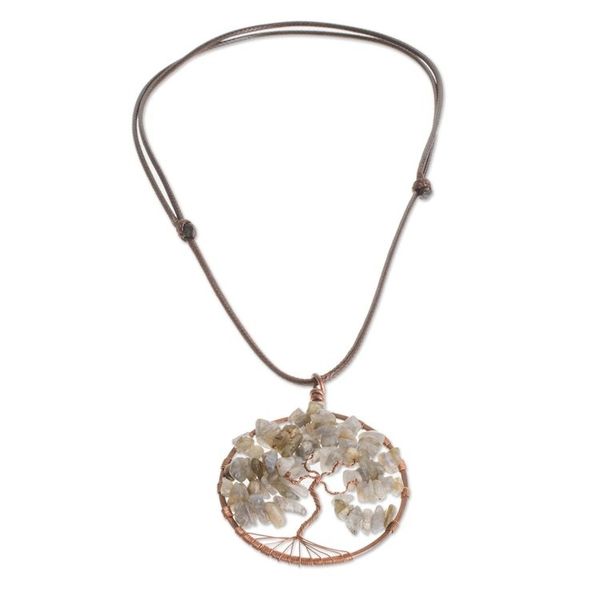 Alternate image for Natural Labradorite Gemstone Tree Pisces Pendant Necklace Pisces Tree of Life