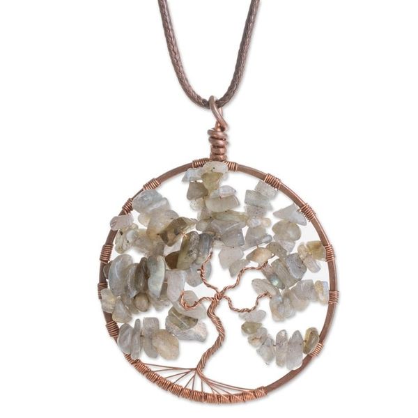 Alternate image for Natural Labradorite Gemstone Tree Pisces Pendant Necklace Pisces Tree of Life