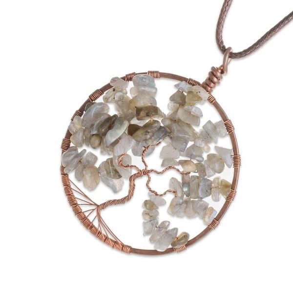 Alternate image for Natural Labradorite Gemstone Tree Pisces Pendant Necklace Pisces Tree of Life