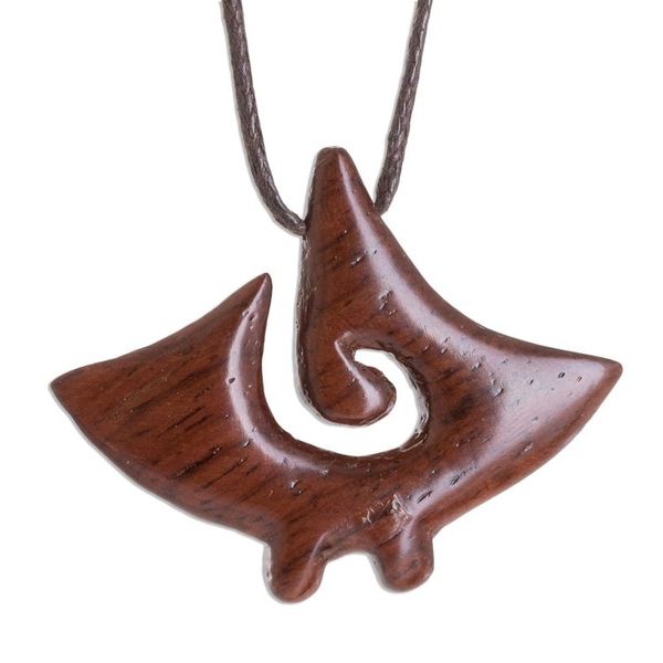 Alternate image for Swirl Pattern Estoraque Wood Pendant Necklace Estoraque Swirl Figure