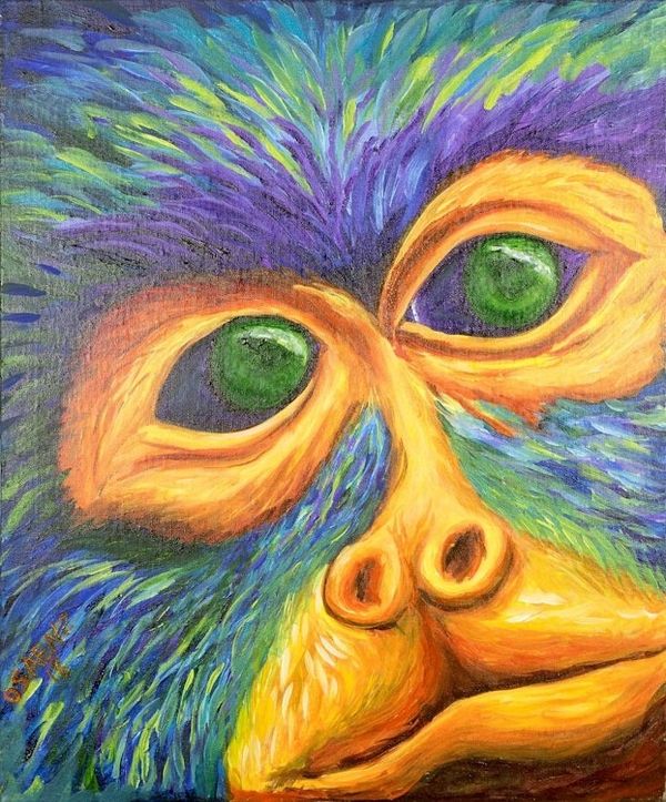 Alternate image for Signed Expressionist Howler Monkey Painting from Costa Rica Howler