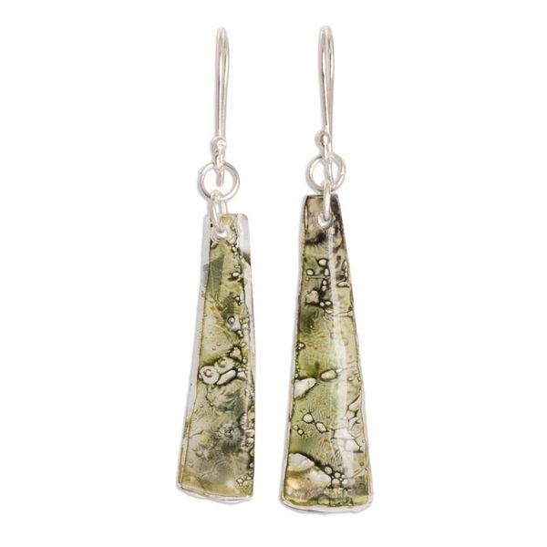 Alternate image for Recycled CD Dangle Earrings in Green from Guatemala Peaceful Life in Green