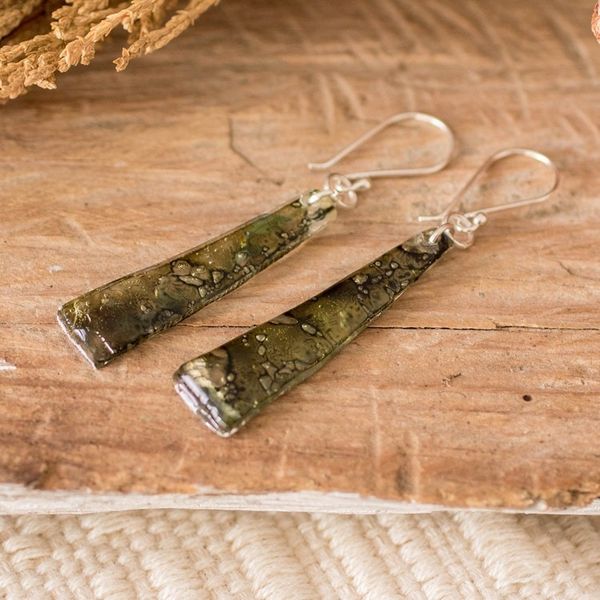 Alternate image for Recycled CD Dangle Earrings in Green from Guatemala Peaceful Life in Green