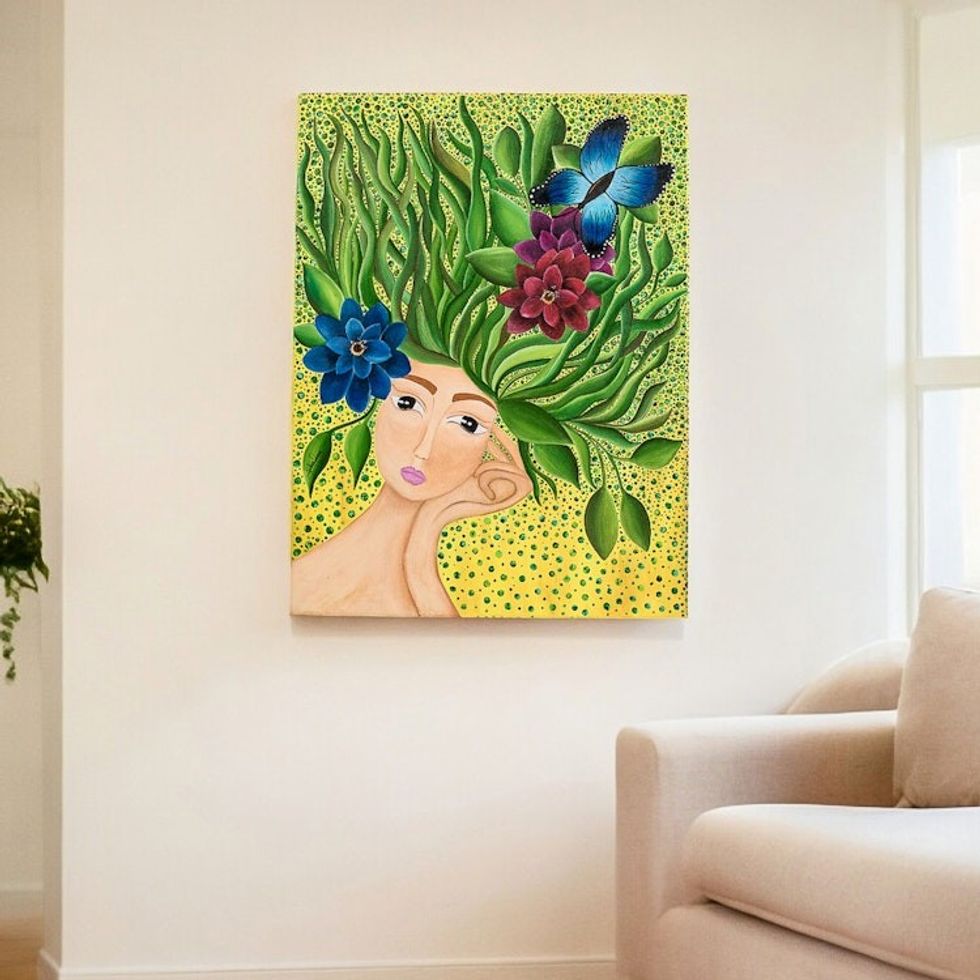 Surreal Portrait in Acrylics on Canvas 'When I Think of You'