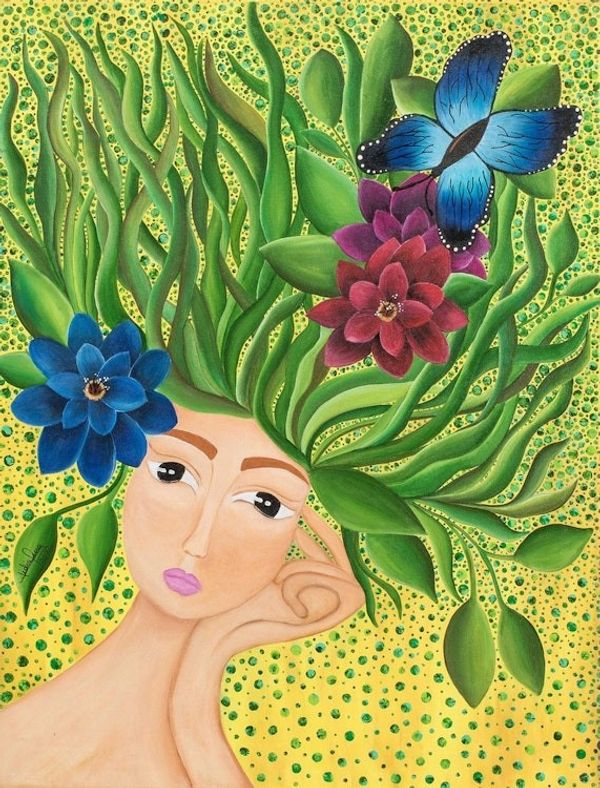 Alternate image for Surreal Portrait in Acrylics on Canvas When I Think of You