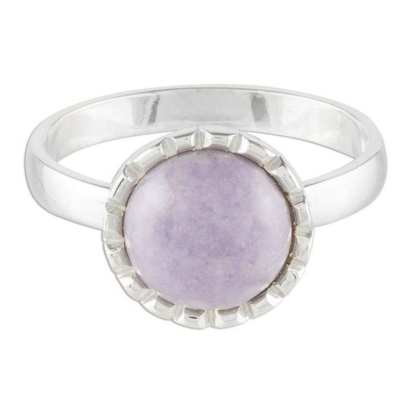 Alternate image for Sterling Silver Ring with a Lilac Jade Circle Lilac Moon