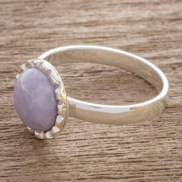 Alternate image for Sterling Silver Ring with a Lilac Jade Circle Lilac Moon
