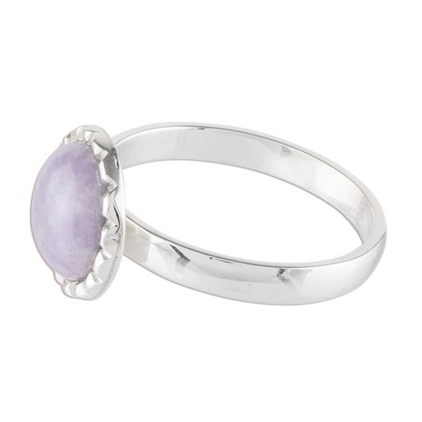 Alternate image for Sterling Silver Ring with a Lilac Jade Circle Lilac Moon